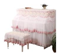 Housse Pour Piano à Queue Housse de tabouret for étui Piano brodée en dentelle, petite gaze fine fraîche à Double couche, rideau, tissu(Light Red,155x40x130cm 58x38cm)