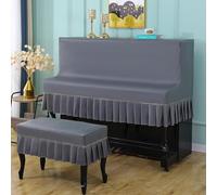 Housse pour piano droit, housse de protection anti-poussière imperméable avec ourlet élastique, étui de protection pour piano, tissu à séchage rapide-dark gray||Double Stool 76 * 36cm