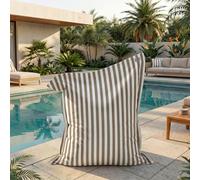 Housse pour Pouf Géant XXL 180x140cm - Rayure Beige - Anti-UV - Déhoussable - Déco Arts