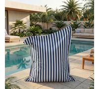 Housse pour Pouf Géant XXL 180x140cm - Rayure Bleu Marine - Anti-UV - Déhoussable - Déco Arts