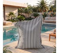 Housse pour Pouf Géant XXL 180x140cm - Rayure Gris Foncé - Anti-UV - Déhoussable - Déco Arts