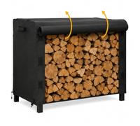 Housse pour Range-Bûches pour vidaXL | 822432 | 108 × 64.5 × 77 cm, Porte-Bûches avec Ouverture Enroulable, Poignées Latérales, Cordon de Serrage, Pliable, Noir