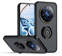 Housse Pour Realme 12 Pro/12 Pro+ 5g ¿ Coque Noire Pc+Tpu Antichoc Avec Anneau Support Et Bords Rehaussés