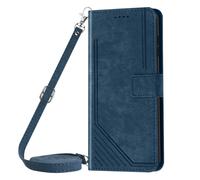 Housse pour Realme 14T Effet Brossé Portefeuille Bandoulière Bleu nuit