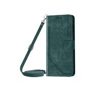 Housse pour Realme 14T Effet Brossé Portefeuille Bandoulière Vert sapin