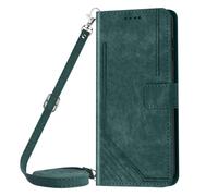 Housse pour Realme 14T Effet Brossé Portefeuille Bandoulière Vert sapin