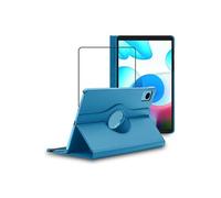 Housse pour Realme Pad mini 8.7 (2022) Support Rotatif 360 PU Cuir, Bleu + Film VERRE Trempé
