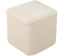 Housse pour Repose/Housse de Pouf Tabouret Carrée Rangement Housse de Ottomane Extensible Housse De Protection Pouf Rectangulaire Housse de Repose-Pieds élastique (Color : Beige, Size : 35x35cm)
