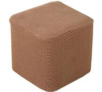 Housse pour Repose/Housse de Pouf Tabouret Carrée Rangement Housse de Ottomane Extensible Housse De Protection Pouf Rectangulaire Housse de Repose-Pieds élastique (Color : Khaki, Size : 33x33cm)
