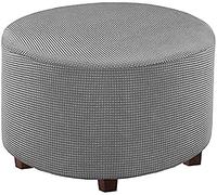 Housse Pour Repose-Pieds Extensible Jacquard Housse Ottomanes Rond Housse De Tabouret Housse De Pour Canapé Doux Housse Pouf Tabouret Amovible Couvre-Pouf De Rangement ( Color : W , Size : 45-50CM )