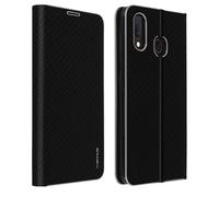 Coque et étui téléphone mobile Avizar Housse Pour Samsung Galaxy A20e Etui Intégral Porte-carte Support Vidéo Effet Carbone Noir