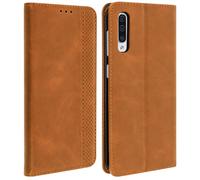 Coque et étui téléphone mobile AVIZAR Housse Samsung Galaxy A50 Etui Coque Effet Vieilli Porte-cartes Support - Camel