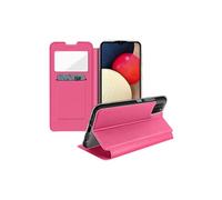 Housse Samsung A02s Fenêtre d'Affichage Porte-carte Support Vidéo rose