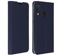 Housse pour Samsung Galaxy A20e - AVIZAR - Étui Folio - Éco-cuir - Support Vidéo - Bleu nuit
