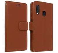 Housse pour Samsung Galaxy A20e Étui Folio Soft Touch Support Vidéo marron