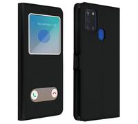 Housse pour Samsung Galaxy A21s Étui Intégral Double Fenêtre Support Vidéo Noir