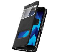 Housse pour Samsung Galaxy A3 2017 Etui Double Fenêtre Coque Silicone Gel - noir