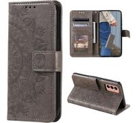 CoverKingz Housse téléphone Portable pour Samsung Galaxy A34 5G - étui Housse avec Compartiment pour Carte Galaxy A34 5G Cover - Mandala Gris