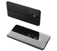 Housse Pour Samsung Galaxy A36 Et A56 5g - Etui Coque Portefeuille Clear View Miroir + Film Ecran - Noir