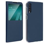 Housse pour Samsung Galaxy A50 - AVIZAR - Etui à Clapet - Fenêtre d'affichage - Coque Souple - Bleu nuit