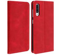 Housse pour Samsung Galaxy A50 Étui pour Huawei Coque Effet Vieilli Porte-cartes Support Rouge