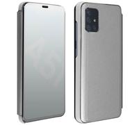 Housse pour Samsung Galaxy A51 Clapet Effet Miroir Support Vidéo Argent