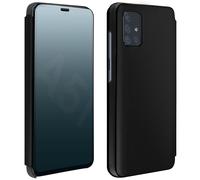 Housse pour Samsung Galaxy A51 Clapet Effet Miroir Support Vidéo Noir
