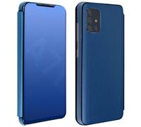 Housse pour Samsung Galaxy A71 Clapet Effet Miroir Support Vidéo Bleu
