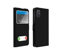Avizar Housse Galaxy A71 – Protection double fenêtre, fonction support – Noir