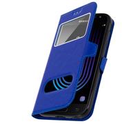 Housse Samsung Galaxy J3 2017 Etui Double Fenêtre Coque Silicone Gel - bleunuit