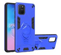 Housse pour Samsung Galaxy Note 10 Lite Coque avec Anneau Support 2 en 1 Case Double Couche Défense Bumper Souple TPU Silicone + Rigide PC Antichoc Armure Cover Etui pour Galaxy A81 Coque,Bleu