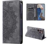 Housse pour Samsung Galaxy S24 Ultra Housse téléphone portable Flip Case Cover Etui Mandala Grey