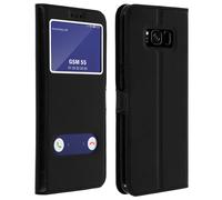 Housse pour Samsung Galaxy S8 Plus Étui Clapet 2x Fenêtre Coque Silicone Gel Noir