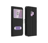 Housse pour Samsung Galaxy S9 Etui Double Fenêtre Coque Silicone Gel - Noir