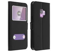 Avizar Housse pour Samsung Galaxy S9 Étui Double Fenêtre Coque Silicone Gel Noir