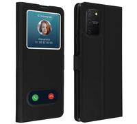 Coque et étui téléphone mobile AVIZAR Housse pour Samsung Galaxy S10 Lite Etui Intégral Double Fenêtre Support Vidéo Noir