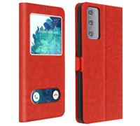 Housse pour Samsung S20 FE Étui Intégral Double Fenêtre Support Vidéo rouge