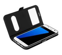 Housse pour Samsung Galaxy S7 Etui Double Fenêtre Coque Silicone Gel - noir