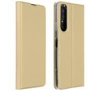 Housse pour Sony Xperia 1 II Étui Folio Porte-carte Fonction Support Vidéo Dorée