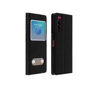Housse pour Sony Xperia 5 Protection Double Fenêtre Fonction Support Noir