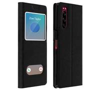Housse pour Sony Xperia 5 Protection Double Fenêtre Fonction Support - noir