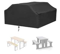 Housse pour Table de Pique Nique,210D/420D Oxford Bâche de Couverture pour Table et Banc Enfant, Impermeable Housse Protection Table et Chaise de Camping Jardin Exterieur (Size:185*150*80cm,Color:Bla