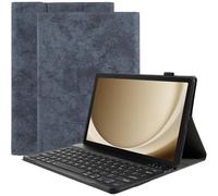 Housse pour Tablette avec Clavier Compatible avec Samsung Galaxy Tab A9 Plus - Étui Clavier Bluetooth QWERTY - Vintage Bleu
