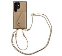 Selencia Coque Sera pour Samsung Galaxy S24 Ultra – cordon et porte-cartes – Taupe