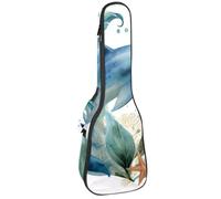 Housse pour ukulélé concert dauphin bleu algues avec feuilles, bulles et étoiles de mer, rembourrage en éponge de 10 mm d'épaisseur, Multicolore 03., 25.9x9x3.1in/66x23x8cm, Organiseur de sac