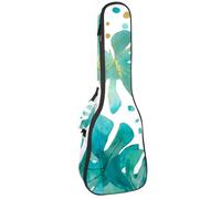 Housse pour ukulélé concert Feuilles tropicales avec ligne horizontale abstraite rose douce et épaisse Rembourrage en éponge de 10 mm d'épaisseur, Multicolore 10., 25.9x9x3.1in/66x23x8cm, Organiseur