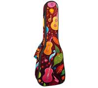 Housse pour ukulélé concert rose clair motif dragon fruit tropical sans couture doux épais rembourré sac à dos ukulélé 10 mm d'épaisseur rembourrage éponge, Multicolore 02, 25.9x9x3.1in/66x23x8cm