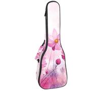 Housse pour ukulélé de concert Aquarelle Rose et Violette Motif Feuilles Doux Rembourré Épais Sac à dos Ukulélé 10 mm d'épaisseur Rembourrage en éponge, Multicolore 05, 25.9x9x3.1in/66x23x8cm