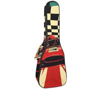 Housse pour ukulélé de concert de 58,4 cm avec motif voiture de sport vintage et drapeau à carreaux, imperméable et durable, Multicolore 01., 25.9x9x3.1in/66x23x8cm, Organiseur de sac