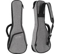 Housse pour ukulèlè soprano - Semi rigide portable Etui et bandoulière réglable transport gig bag pour ukulèlès - Rembourrage imperméable - Poche extérieure rembourrée pour les accessoires - Gris